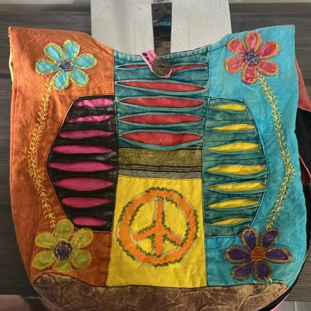 Colorful Patchwork Hobo Bag handmade made in Nepal